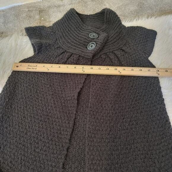 Kensie Size Medium M Black Sweater Layer Cover Button Retro Knitted Short Sleeve - Picture 2 of 9
